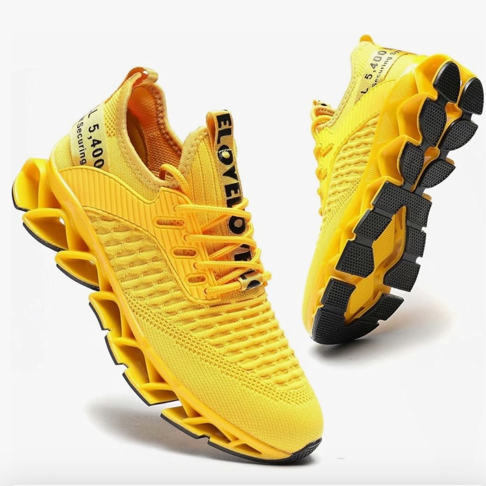 Womens Running Walking  Non Slip Gym Sports Work Trainers / Yellow / 6.5